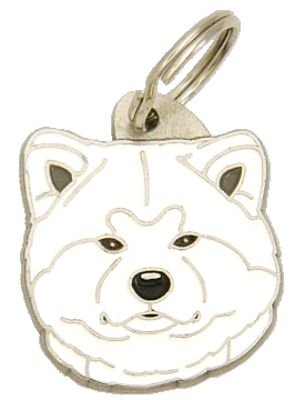 Akita inu branco <br> (placa de identificação para cães, Gravado incluído)